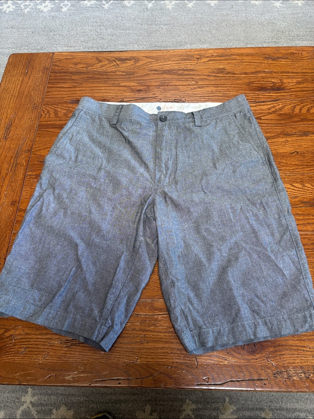 J. Crew Club Chambray Chino Shorts Cotton Preppy Coastal Gray Men’s Size 31